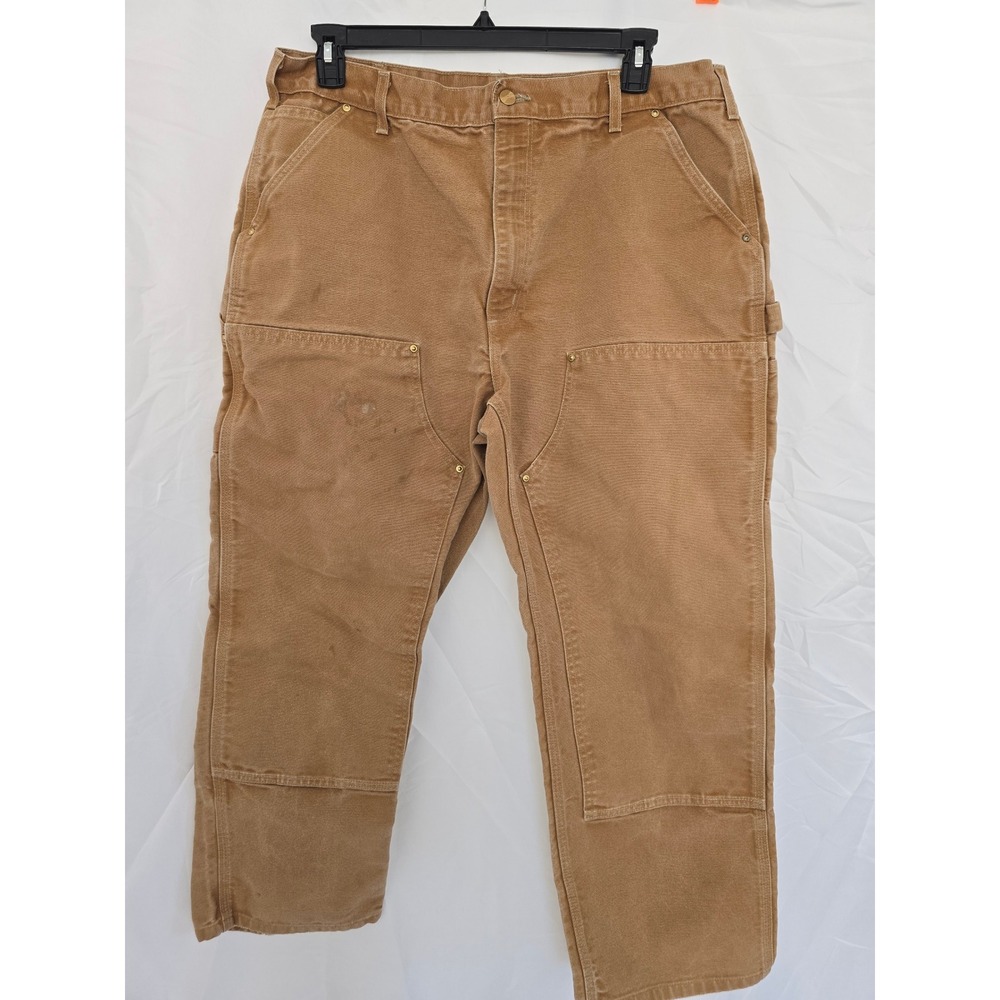 Carhartt Men's Tan Canvas Double Knee Work‎ Pants Carpenter Utility Size 40x30